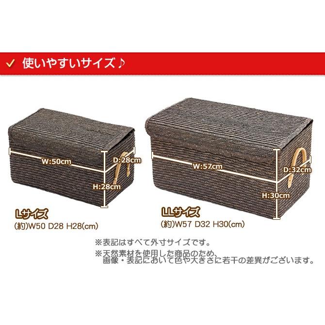 フタ付き 収納 かご バスケット L＆LL 2個セット (ストロー製