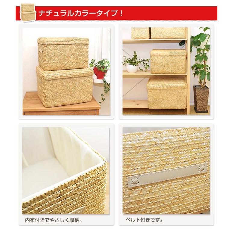 ストローフタ付きバスケットL＆Mサイズ2個セット かご 収納 バスケット