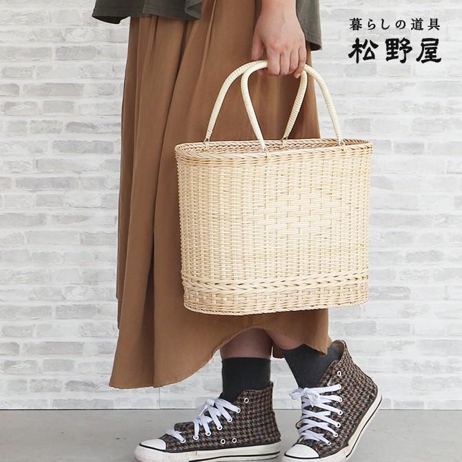 松野屋 ラタン 籐 小判 買物かご/日本製 籐製 お買い物 かごバッグ