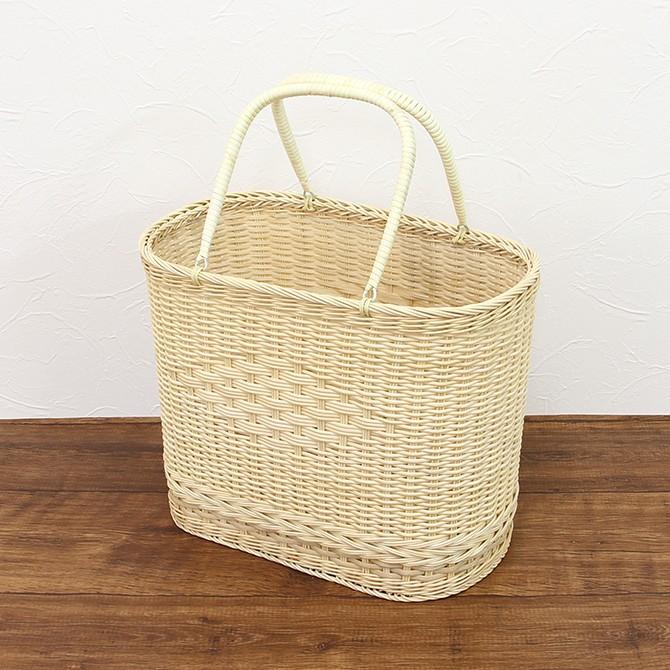 松野屋 ラタン 籐 小判 買物かご/日本製 籐製 お買い物 かごバッグ