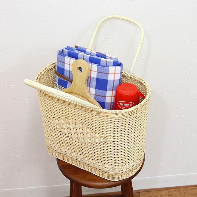 松野屋 ラタン 籐 小判 買物かご/日本製 籐製 お買い物 かご