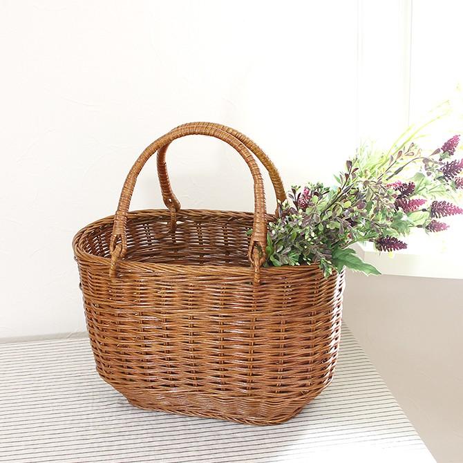 極美品◎希少 日本製 motto モットー レザーコンビバッグ かごバッグ カゴ 松野屋 籐2本手楕円ピクニックバスケット（小）/かごバッグ : MERCADO
