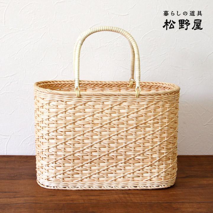 松野屋 籐小判片たすき編買物かご/日本製 籐製 ラタン お買い物 松野屋 籐小判片たすき編買物かご/日本製 籐製 ラタン お買い物