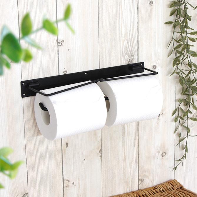トイレットペーパーホルダー おしゃれ 2連 ダブル 収納 ストック トイレットペーパーホルダー ダブル／トイレットペーパー ホルダー 2連