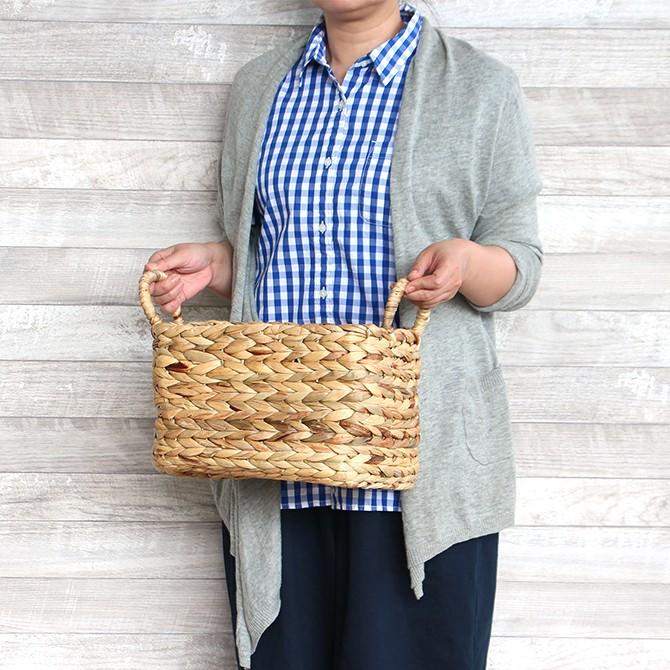 持ち手付き ウォーターヒヤシンス 収納バスケット S/ かご バスケット