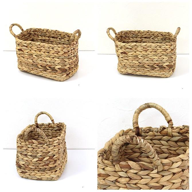 持ち手付き ウォーターヒヤシンス 収納バスケット S/ かご バスケット