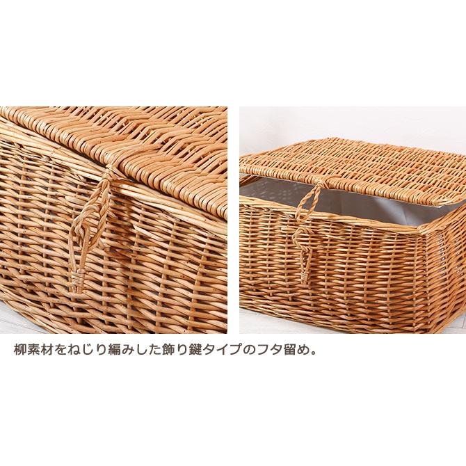 蓋付カゴ 生活雑貨 かご バスケット 収納 フタ付き 収納ボックス L サイズ