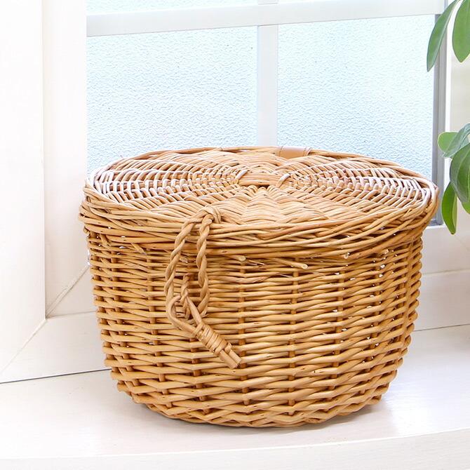 丸型フタ付きバスケット 留鍵付き かご バスケット おしゃれ 収納 ナチュラル 北欧 かご 収納 バスケット Qn Mercadoメルカド かご収納雑貨の店 通販 Yahoo ショッピング