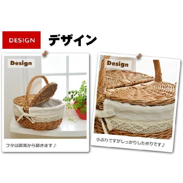 ピクニックバスケット フタ付き ウィッカー バスケット レース M ピクニックバスケット フタ付き ウィッカー バスケット レース M