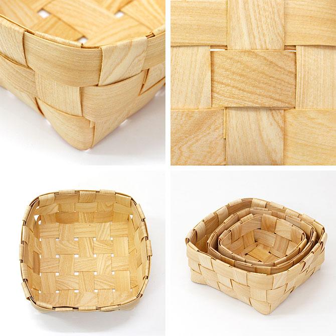 北欧風 正方形 ウッドチップ トレイ L&M&Sサイズ 3個セット