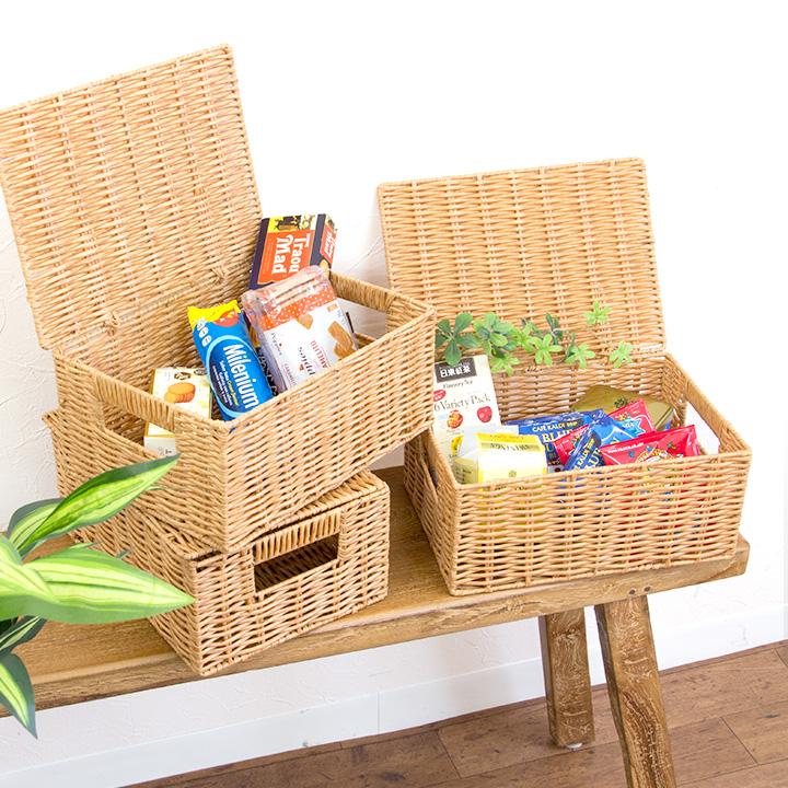 PP収納バスケット S / 収納 おもちゃ箱 カゴ ふた付き 雑貨 籠 フタ 蓋