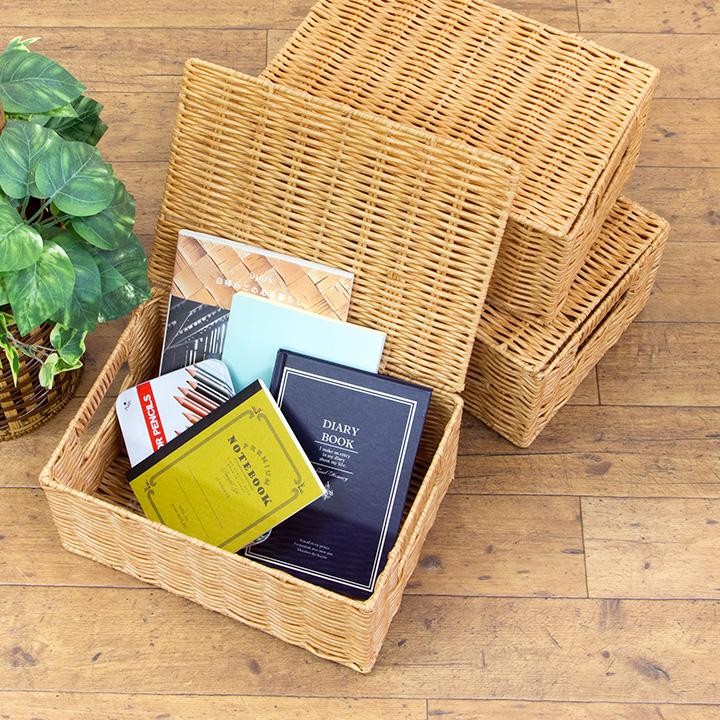 PP収納バスケット S / 収納 おもちゃ箱 カゴ ふた付き 雑貨 籠 フタ 蓋