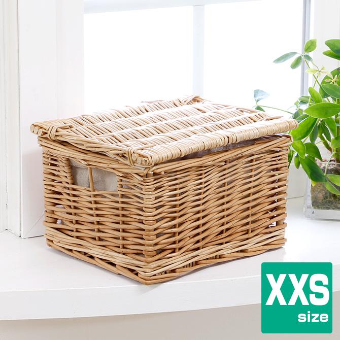 かごバスケット 収納 かご バスケット 収納 フタ付き 収納ボックス XXSサイズ 内布