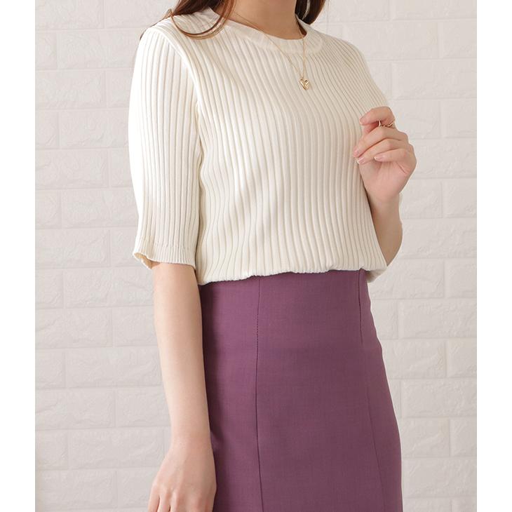 Lace Ladies 5分袖 サマーリブニット トップス レディース