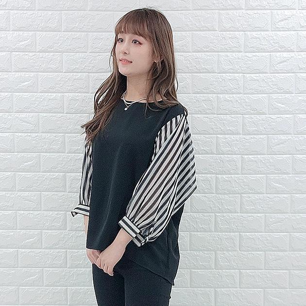 シャツ+ブラウス(長袖+七分) Lace Frill Docking Shirt Lace Ladies（レースレディース） ドッキングブラウス 七分袖 シャツ
