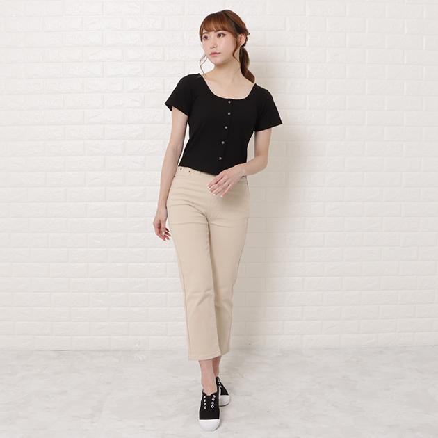 Lace Ladies（レースレディース） スクエアネック 半袖 クロップド T