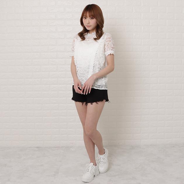 Lace Ladies（レースレディース） スタンドカラー 総レース 半袖