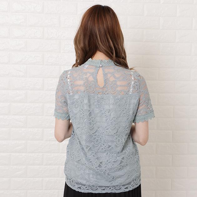 Lace Ladies（レースレディース） スタンドカラー 総レース 半袖