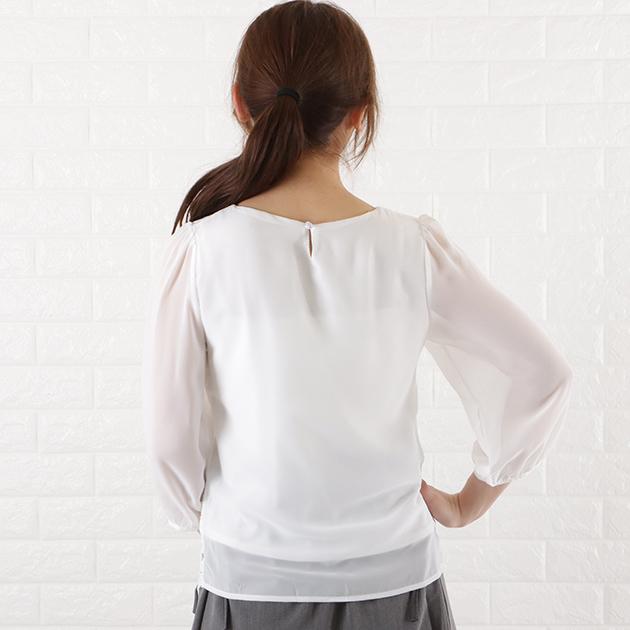 Lace Ladies（レースレディース） シフォン レース ブラウス 七分袖