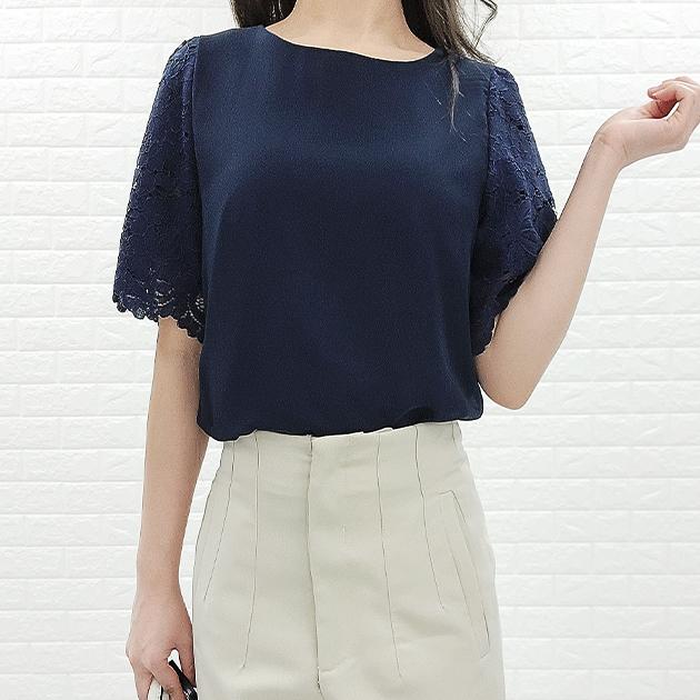 Lace Ladies（レースレディース） シフォン レース ブラウス 半袖