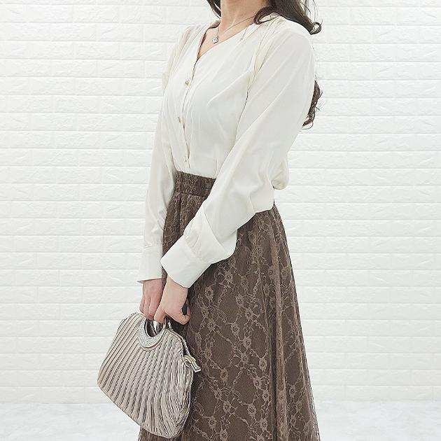 Lace Ladies（レースレディース） ショルダータックVネックノーカラー