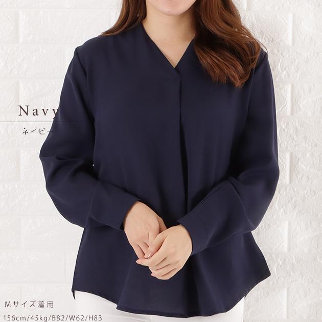 Vネック シフォン ブラウス レディース トップス 長袖 無地 秋 Vネック シフォン ブラウス レディース トップス 長袖 無地 秋