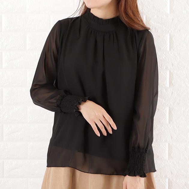 cygne　シーニュ　シフォンフリルブラウス　黒　ブラック cygne シーニュ シフォンフリルブラウス 黒 ブラック