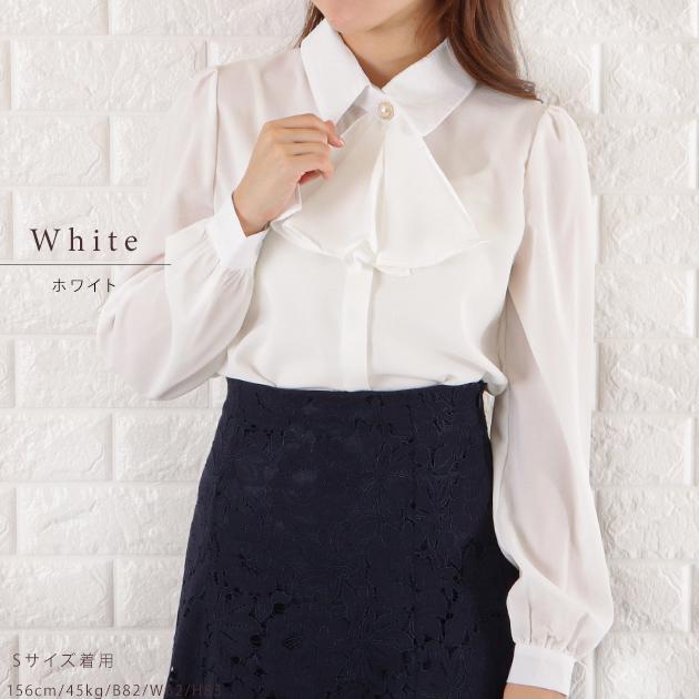 Lace Ladies フリルタイ シフォン ブラウス レディース トップス