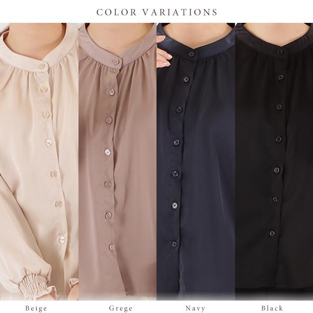 Lace Ladies（レースレディース） バンドカラー シフォン ブラウス 