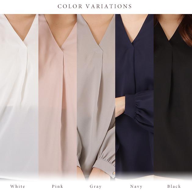 レース袖ジョーゼットブラウス Lace Ladies（レースレディース） Vネック 七分袖 ジョーゼット
