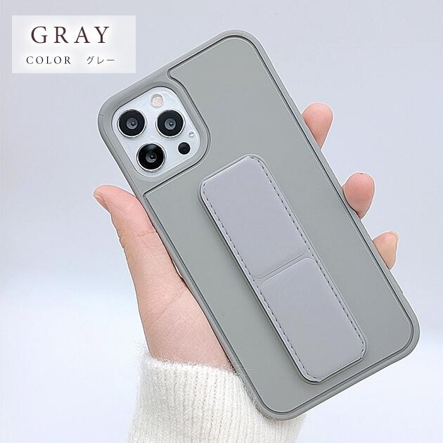 iPhone 12 スタンド機能付き スマホケース　グレー iPhone 12 スタンド機能付き スマホケース グレー マグネット
