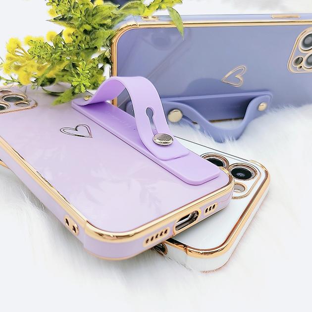 ベルト付き ハート ワンポイント メタルフレーム iPhoneケース 