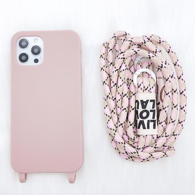 ピンク シリコン iPhoneケース ストラップ付き PHONECKLACE バンドチェーンストラップ付きシリコン ケース for iPhone