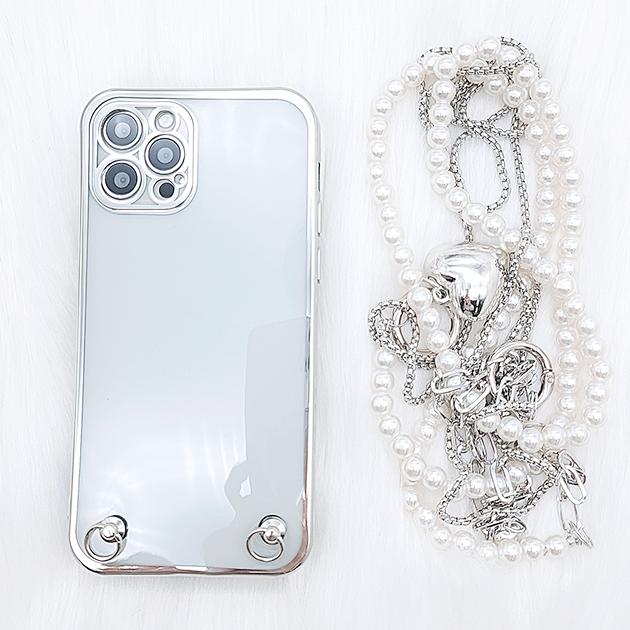 iPhone14 ストラップ ケース☆チェーン シルバー 電子マネー iPhone14 ストラップ ケース☆チェーン シルバー 電子マネー