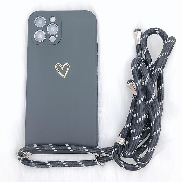 Lace Ladies ストラップ付 ハートワンポイント シリコン iPhone