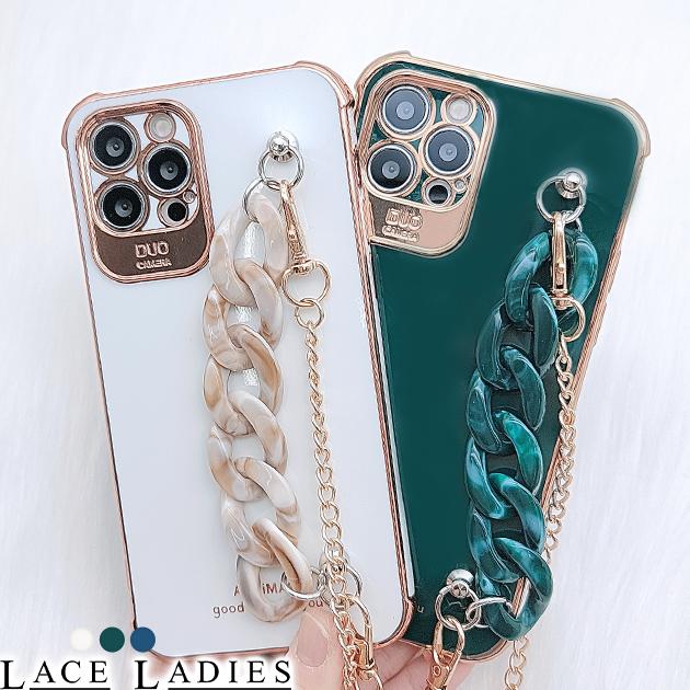 チェーンストラップ ベルト付 メタルフレーム iPhoneケース チェーンストラップ ベルト付 メタルフレーム iPhoneケース