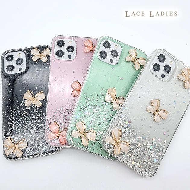 Lace Ladies（レースレディース） iPhoneケース グリッター バタフライ