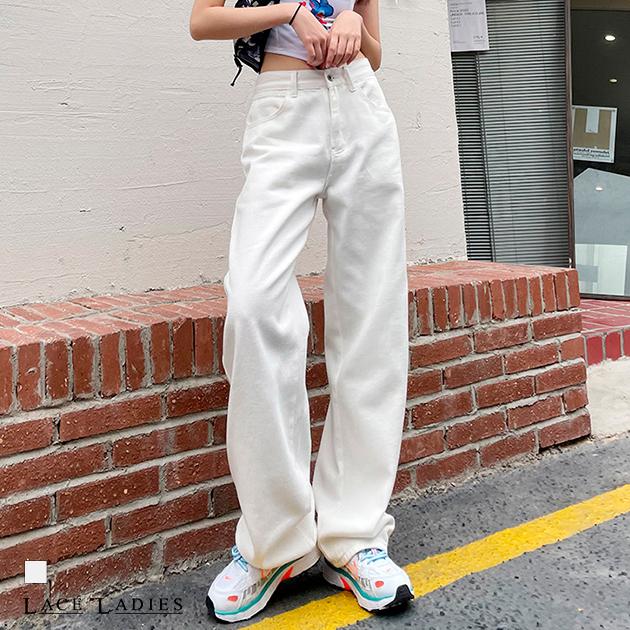 デニムパンツ 丈が選べる 2タイプ ホワイト ハイライズ デニムパンツ 丈が選べる 2タイプ ホワイト ハイライズ