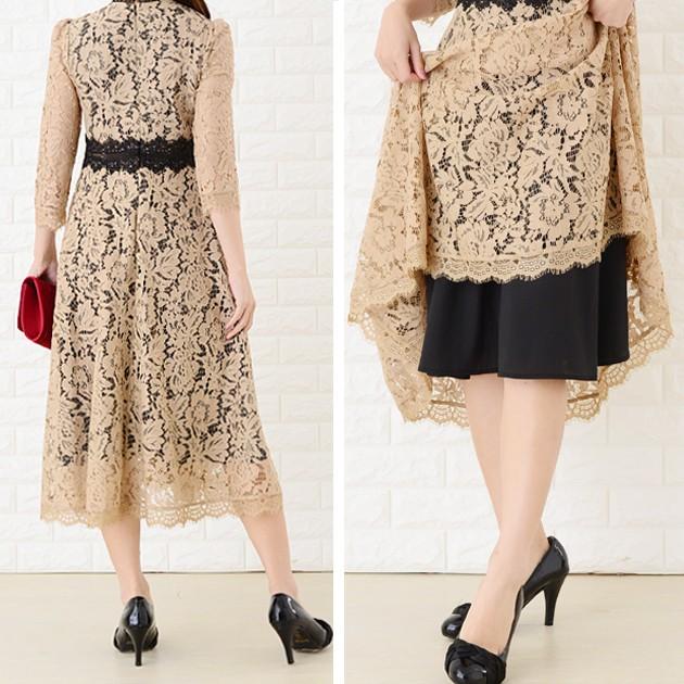 Lace Ladies（レースレディース） パーティードレス 総レース ミモレ丈