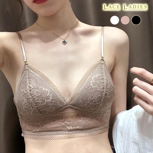 ノンワイヤーブラ 花柄レース ブラジャー ブラック ブラウン アイボリー 可愛い レディース 下着 インナー ナイトブラ ソフトブラ S140 レースレディース 通販 Yahoo ショッピング