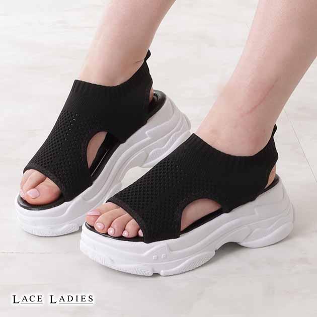 Lace Ladies（レースレディース） 厚底スポーツメッシュサンダル プル