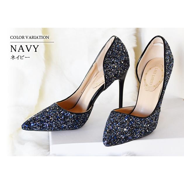 ネイビー スタッズ装飾 ハイヒールパンプス 楽天市場】パンプス ハイヒール ピンヒール ラメ キラキラ 通勤