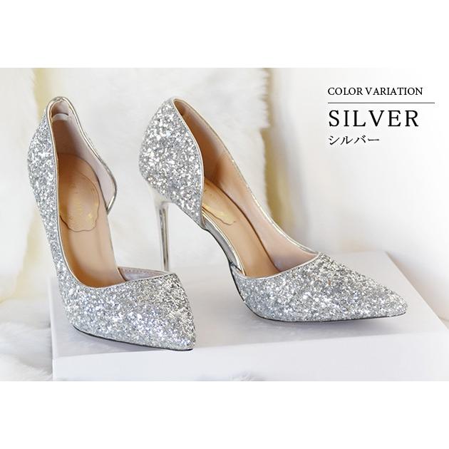 パンプス ハイヒール ピンヒール ラメ キラキラ 通勤用 仕事 美脚  