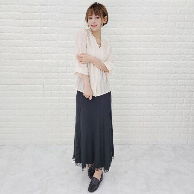 裾レースロングスカート ロング丈 Aライン フレア フレアスカート 