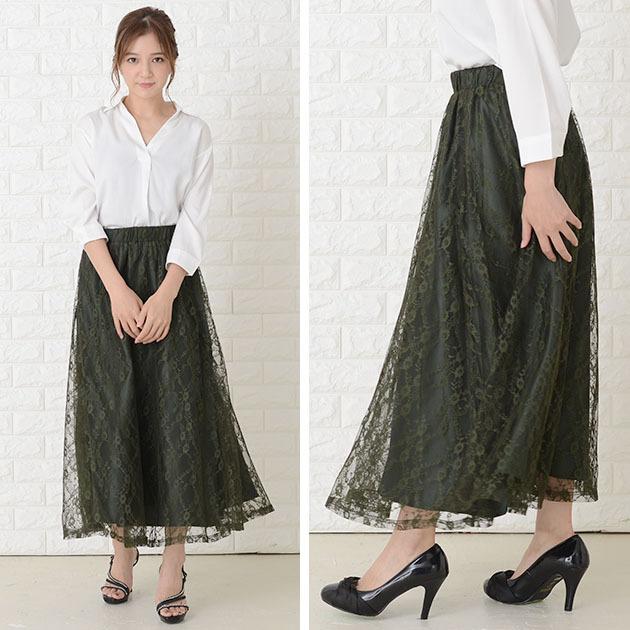 Lace Ladies（レースレディース） 花柄 総レース スカート フラワー