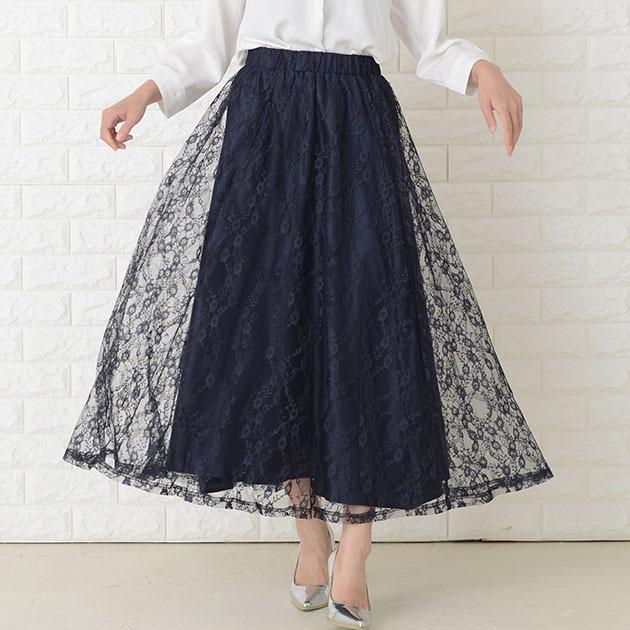 Lace Ladies（レースレディース） 花柄 総レース スカート フラワー