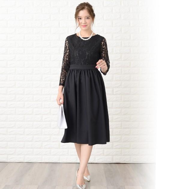 Lace Ladies（レースレディース） ウエストリボン付き レース切替 七分