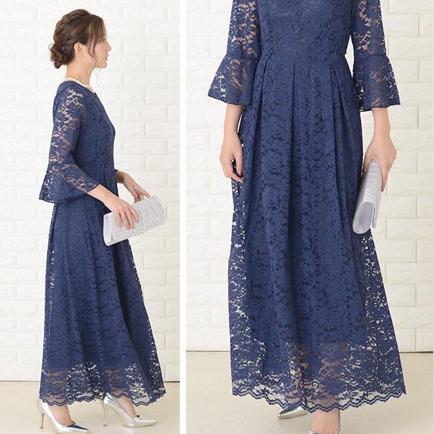 Lace Ladies パーティードレス 総レース ワンピース ロング