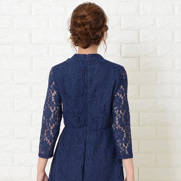 Lace Ladies（レースレディース） 総レース 七分袖 パーティードレス
