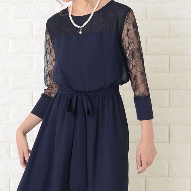 Lace Ladies（レースレディース） ウエストリボン付き 七分袖 袖あり